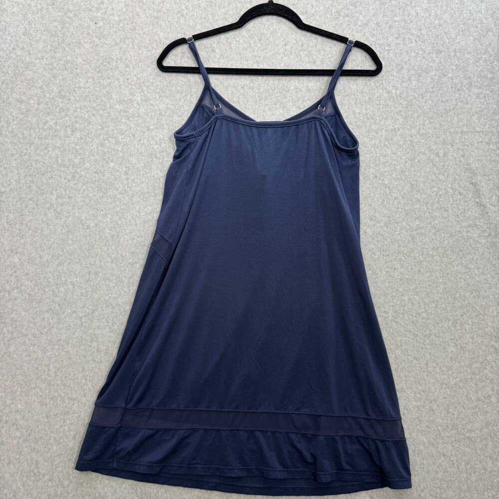 HoneyLove Blisswear Chemise Sz M Navy Blue Shelf Bra V-Neck Mesh Trim Soft - Picture 3 of 10